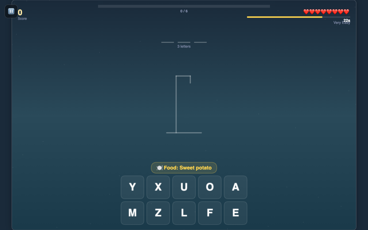 Hangman game screenshot